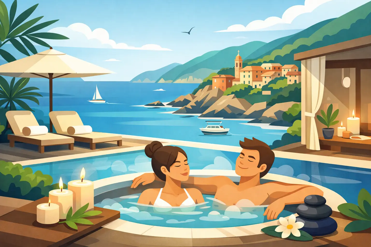 Esperienza relax di coppia con spa in Liguria